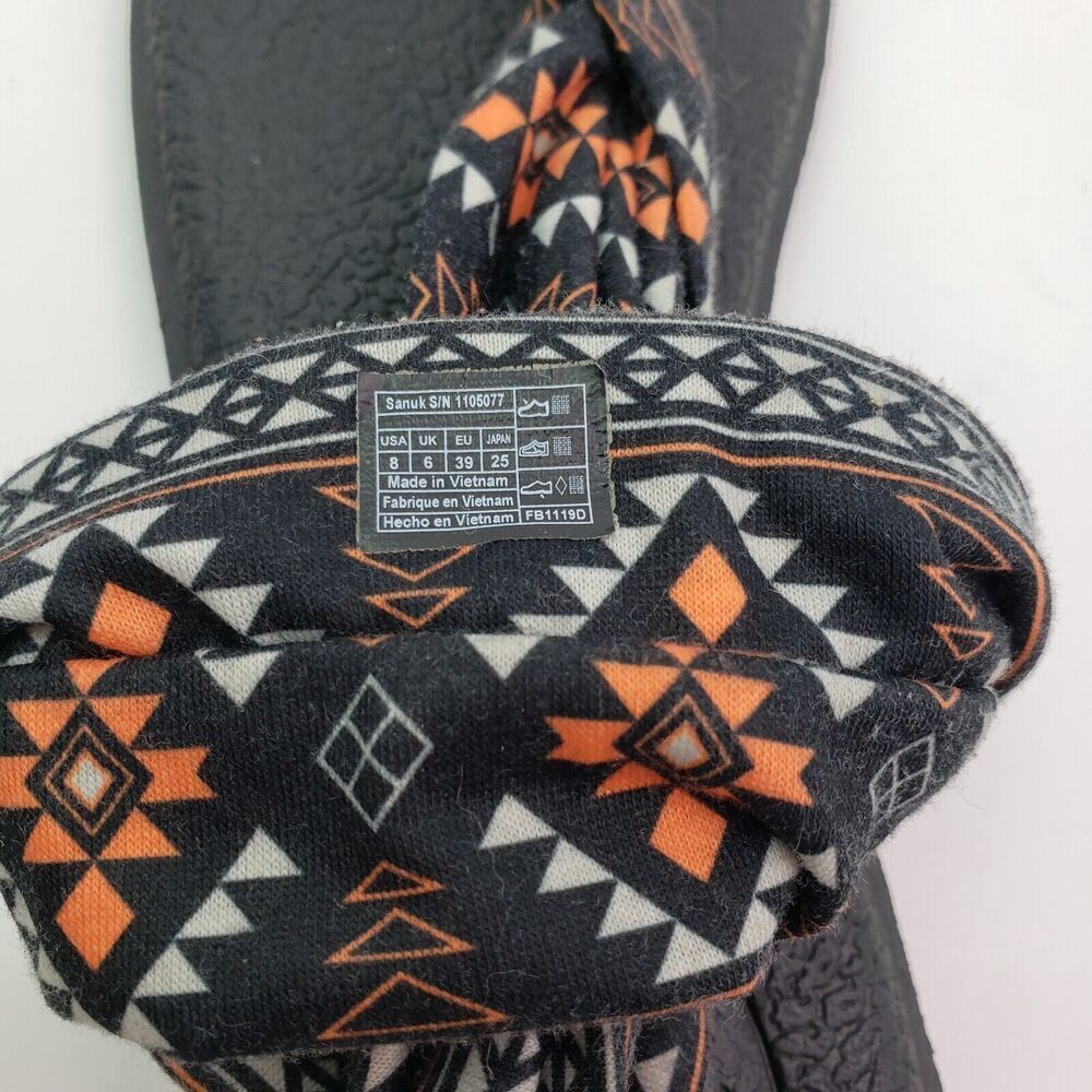 Sanuk Yoga Sling Womens Size 8 Black Orange Aztec Comfort Casual Flat Sandals - Picture 12 of 12